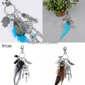 Dream Catcher Net Dreamcatcher Anahtar Halkalar Kötü gözler anahtarlıklar Keyasyon Avrupa ve Amerikan Posian Keychain Battlefront Batt Jllnfc