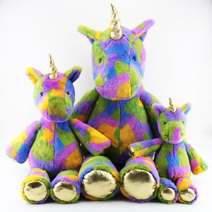 2022 Animais de pelúcia de bichos de desenho animado brinquedos de pelúcia adorável 35 cm de moda colorida urso rabbit unicórnio boneca fofa macia