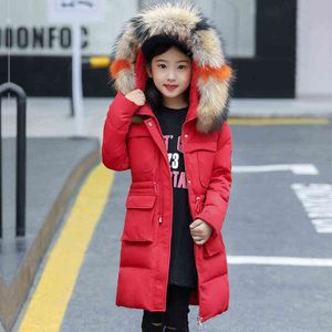 Kış kızları ceket uzun kalın sıcak kürk yaka ceket 3-12 yaş cuhk çocuk moda kore versiyonu kaliteli çocuk giyim j220718