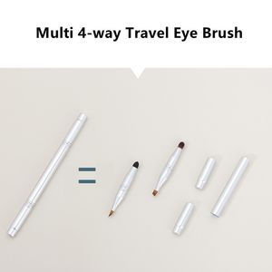 Natürliche Multi 4-Way-Reise-Make-up-Bürsten-Kit 4-in-1-Lidschatten-Mischungs-Smudge-Lip-Liner-Brow-Kosmetik-Schönheits-Werkzeug