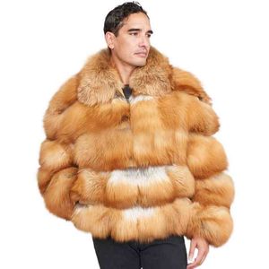 Casaco de pele de raposa preto masculino jaqueta bomber t inverno quente grosso real outwear gola de pele completa 2021 nova chegada