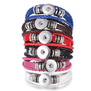 Snap Dewelry Плетеная кожаная кнопка Bracelets Bracelets Fashion Trend Bracelet Diy для женщин мужчины 12 мм 18 мм