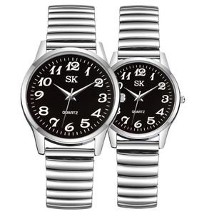 Bilek saatleri moda erkek kadınlar kuvars çift esnek streç band saati erkek ve bayanlar saat hediyewristwristwatches