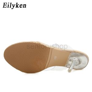 Eilyken Summer Fashion Sexy Clear Clean High Hel PVC Прозрачные зеленые женские тапочки за пределами шлепанцев женские туфли размером 35-42 Shwysioerh