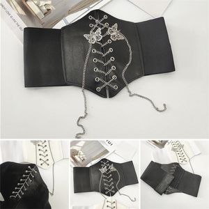 Women Sexy Corset Underbust Gothic Curve Shaper Modeling Strap Slimming Waist Belt Chain Lace Corsets Bustiers 220615
