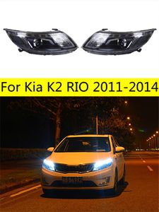Kia K2 Rio LED far 2011-2014 için kafa lambaları LED dinamik dönüş sinyali ön ışık Drl Farlar Montajı