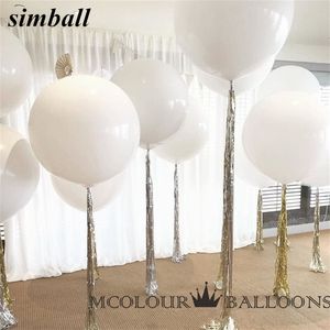 10pcs 36 inç 90cm büyük beyaz balon lateks balonlar düğün dekorasyonu şişme helyum hava topları mutlu yıllar partisi balonlar 220527