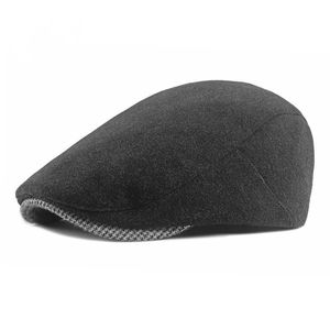 Berets Wool Winter Beret Hat British Style Retro Warm Men Ivy Cap Blank Vintage Male Flat Outdoor Sports Plain Painter DropshipBerets