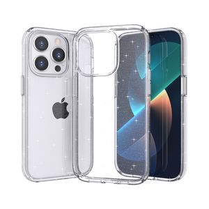 Для iPhone 14 13 Pro Max Case Symmetry Glitter Clear Hard PC Soft TPU рама телефона телефона