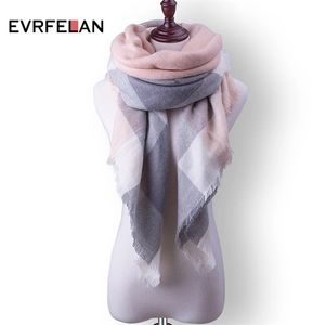 Evrfelan повседневный женский зимний шарф треугольный шарф шарфы для женщин теплая вязаная шаль накидка в клетку женский Bufanda 220511