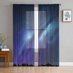 Perde Drapes Yıldızlı gökyüzü Samanyolu Gece Yıldızlar Tül Tulle Sheer Pencere Perdeler Oturma Odası Yatak Odası Modern Vual Organza Drapescurtain