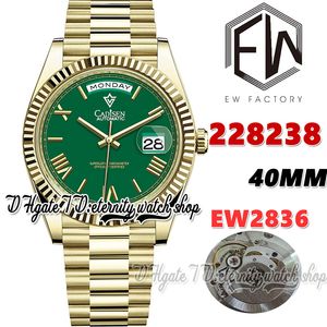 EWF V3 EW228238 ETA2836 EW2836 Otomatik Erkekler İzle 40mm Yeşil Diyal Roman İşaretleri Altın 904L Aynı Seri Garanti Kartı Süper Sonsuzluk Saatleri