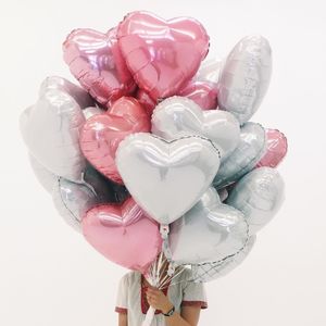 18 Inç Kalp Metalik Balon Hava Düğün Dekorasyon Mutlu Doğum Günü Balon Metal Renk Kalp Helyum Balon
