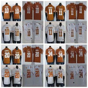 Texas Longhorns Formalar Sam Ehlinger Jersey Ricky Williams Earl Campbell Vince Genç Nadir Kolej Futbol Forması Dikişli 150th Beyaz Kahverengi