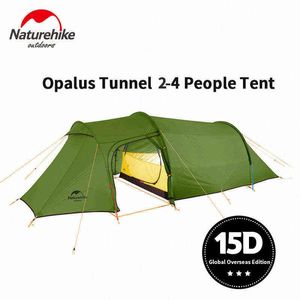 Naturehike Camping Tent Opalus Tunnel 2-4 Pessoas 4 Estações Tenda Ultraleve À Prova D' Água 15D/20D/210T Tecido Turista Tenda Com Tapete H220419