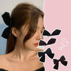 Black White Ribbon Hair Bows Clips Vintage Bowknot Side Hairpin Cute Girls Barrettes Headdress Hair Accessories For Women