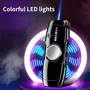 Isqueiro criativo com luz led fidget spinner inflável isqueiros à prova de vento acessórios para fumar para homens tocha de presente