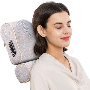 MZ AB Smart Cervical Electric Neck Massage Travel Pillow portátil Shiatsu Carro de massagem Home Uso duplo Aquecimento infravermelho Massageador 220507