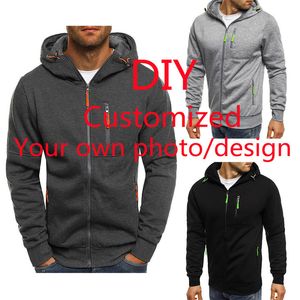 Özel baskı sweatshirt hoodies diy metin görüntü spor ceket erkekler moda serin fermuar ceket kostümü 220704