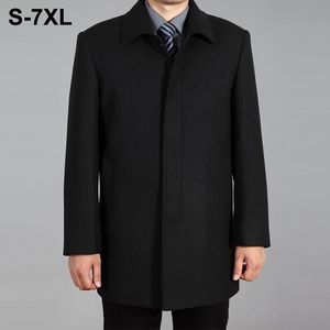 Yüksek kaliteli erkekler yün kaplama kışlık palto yün yün yün erkek bezelye ceket erkekler kış uzun ceket homme artı boyut 7xl 201116