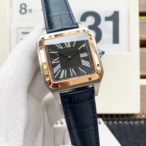 Dropshipping- Mens Mechanical Watch 35 мм/39 мм квадратный циферблат, набравшись на нержавеющую сталь, кожаный ремешок с автоматическим календарем Высококачественные наручные часы.