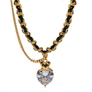 Латунный 24 -километровый золото, кожаный металлический плетенный колье медведя, ожерелье для женского летнего дизайна.