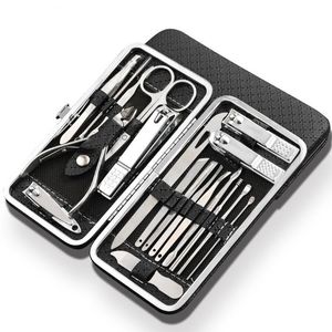 Nail Art Kits Qmake 19 In 1 Stainless Steel Manicure Set Professional Clipper Kit Of Pedicure Tools Ingrown ToeNail TrimmerNail