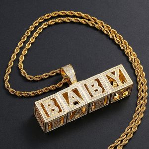 Kolye Kolyeler Hip Hop Özel Adı Kolye Kutusu Mektup Kübik Zirkonya Buzlu Harfler Zincir Kolyeleri Erkekler İçin Özelleştirilmiş Jewelrypendent