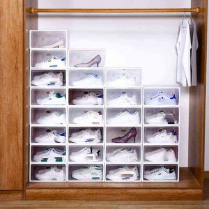 Fold Plastic Shoes Case Thickened Dustproof Transparent Drawer Cases PP Shoe Boxes Stackable Box Organizer Shoebox VTMHP646