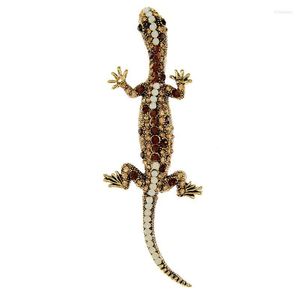 Pimler broşlar Cindy Xiang Rhinestone Lizard Gecko Brooch Kadın ve Erkekler Pin 3 Renkler Mevcut Kirk22