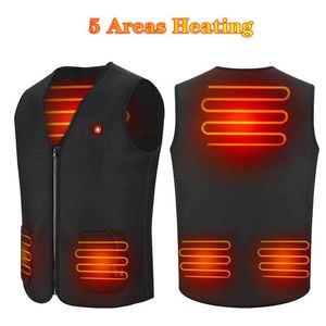 Motorcycle Apparel Five Areas Heated USB Infrared Heating Vest Winter Men Women Outdoor Sports Skiing Hiking Fishing Thermal Waistcoat Washa