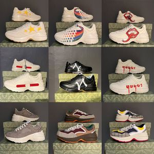 Tasarımcı Rhyton Ayakkabı Bej Erkekler Eğitmenler Vintage Lüks Chaussures Bayanlar Beyaz Ayakkabı Moda Sneakers Dalga Ağız Sneaker Kutusu Ile