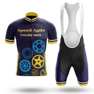 Komik Bisiklet Giyim Bisiklet Forması Setleri erkek Yaz Nefes Bisiklet Giyim MTB Suit Takım Yarış Üniforma Önlük Pantolon Kısa Kollu 220323