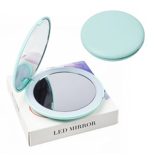 10x HD Magnify Lighted Lighted Makeup Mirror 5 Colors Light Mini круглый портативный светодиодный макияж Sensing Sleepble Makeup Mirror 220509