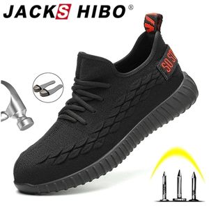 Jackshibo Süper Işık Botları Erkekler için Antishing Çelik Toe Cap Nefes Alabaç Güvenlik İş Spor ayakkabıları ayakkabılar y200915