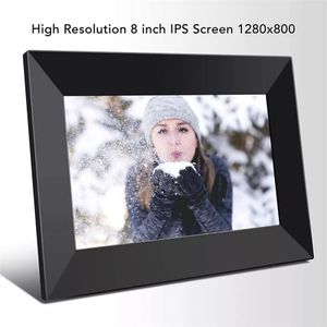 8 polegadas eletrônicas de polegada Smart WiFi Photo Frame Digital Picture Frame IPS Touch-Screen 16 GB Controle de aplicativo de rotação automática de armazenamento