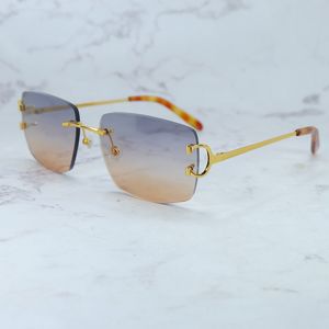 Солнцезащитные очки Wire C без оправы Carter, большие квадратные роскошные мужские украшения Desiger, солнцезащитные очки для вождения, трендовый продукт, золотая оправа