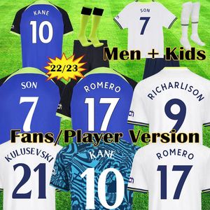 22 23 Kane Son Tot Richarlison Jerseys Kulusevski Hojbjerg Perisic Third Romero Tottenham Football Kit Camisa Bentancur Bergwijn