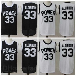 NCAA Lisesi Basketbol St Joseph CT Power 33 Lewis Alcindor Jr Forma Erkekler Takım Siyah Beyaz Renk Nefes Alabaç Spor Hayranları İçin Saf Pamuk Kalitesi