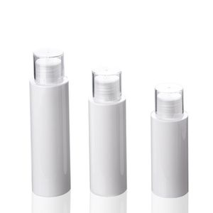 Verpackung: Leere Plastikflasche mit flacher Schulter, PET-Schraubdeckel, reiner Tau-Innenstopfen mit durchsichtiger Abdeckung, tragbar, nachfüllbar, Kosmetikverpackung, 80 ml, 100 ml, 120 ml