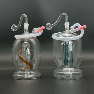 Cam mini bong nargile içen kabarcık bongs set su boruları dab teçhizatlar portbale kalın pyrex bongs yağ brülör