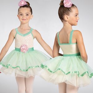 Trajes infantis de balé de atacado fábrica personalizada para meninas treinamento de dança lantejoulas use joelho no tutu collant for Kid