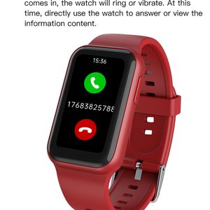 Yeni Kırmızı Beyaz Silikon Kayış Akıllı Bileklikler Akıllı İzle Kadınlar Tam Ekran Dokunmatik IP67 IOS Android Spor Smartwatch Için Su Geçirmez Kalp Hızı Kan Oksijen Monitör