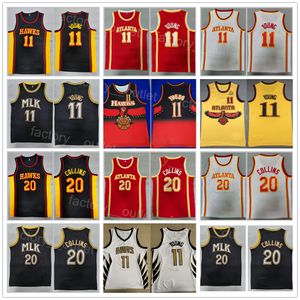 Männer Basketball Trae Young Trikot 11 John Collins 20 Teamfarbe Rot Gelb Weiß Schwarz Marineblau Stickerei und Nähte für Sportfans Atmungsaktive reine Baumwolle