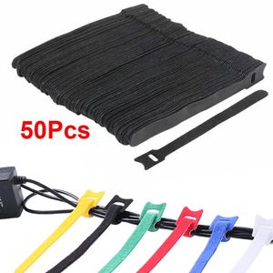 Ses kabloları 50pcs t Tip Kablo Tie Wire Yeniden Kullanılabilir Kordon Organizatör Tel 1.2cm Renkli Bilgisayar Veri Güç Kayışları