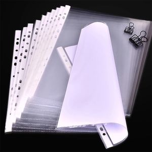 100pcs Plastic Punched File Folders for A4 Documents Sleeves Untral Thin Leaf Documents Sheet Protectors 11 holes