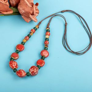 Подвесные ожерелья фарфоровая роза красочная ретро -нерегулярная форма керамические бусинки Подарочные куча оптовые подвески для женщин #xn008