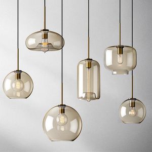 Pendant Lamps Nordic Minimalist Cognac Glass Chandelier Lighting Modern Creative Staircase Cafe Restaurant Bar Round Hanging LampPendant