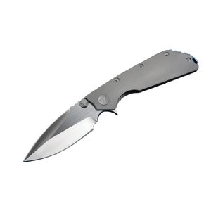 Coltello pieghevole Flipper con cuscinetti a sfera di fascia alta D2 Lama satinata TC4 Manico in lega di titanio Coltelli EDC con strumento di riparazione