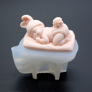 1 Pcs 3d Sleeping Baby Silicone Chocolate Candy Fondant Mold Handmade Soap Candle Plaster Resin Making Tool 220611